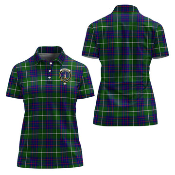 MacIntyre Hunting Modern Tartan Polo Shirt with Family Crest For Women