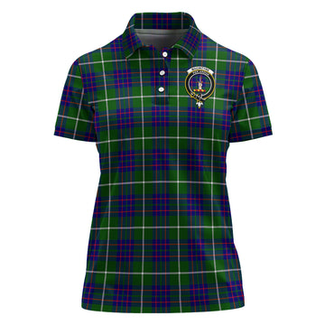 MacIntyre Hunting Modern Tartan Polo Shirt with Family Crest For Women