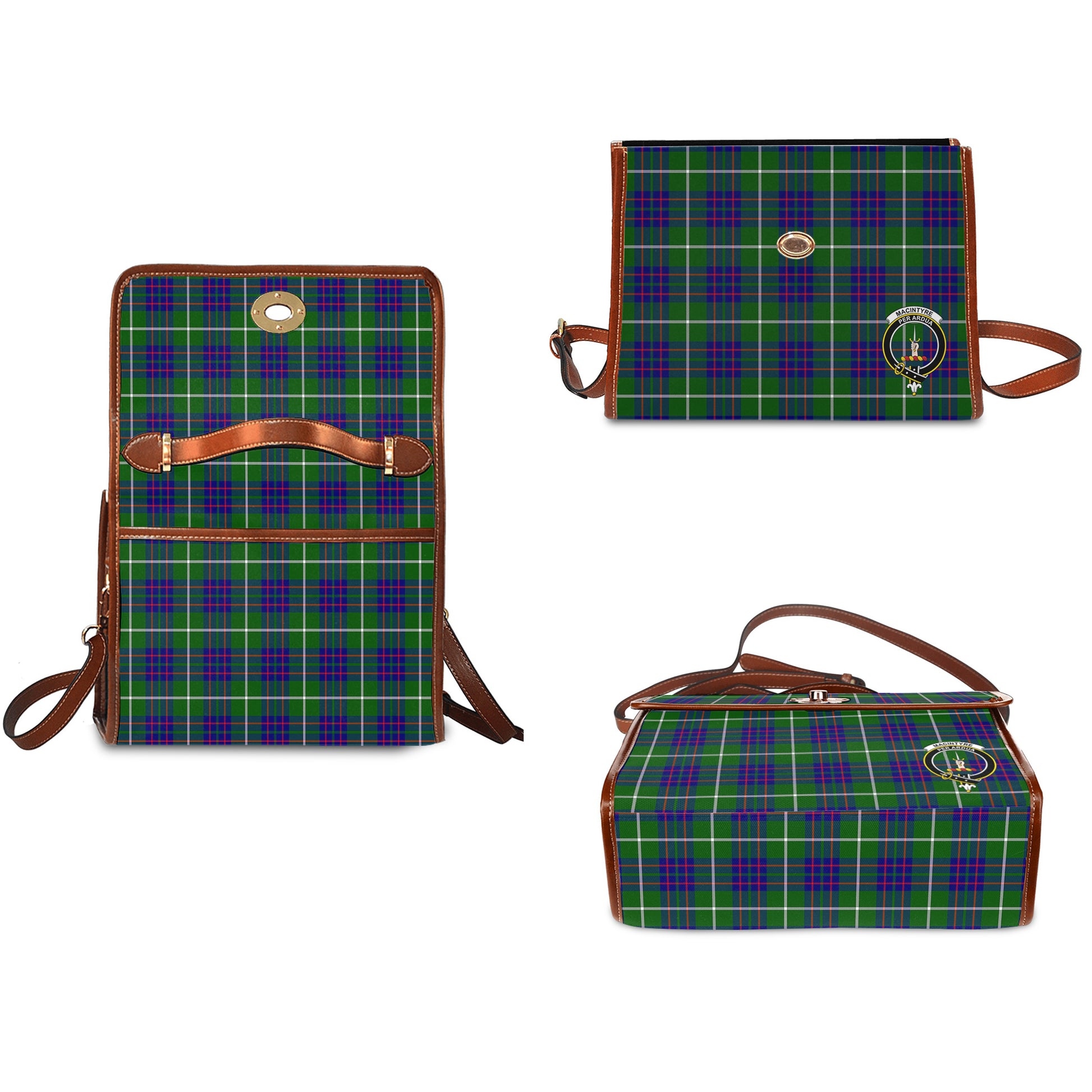 macintyre-hunting-modern-tartan-leather-strap-waterproof-canvas-bag-with-family-crest