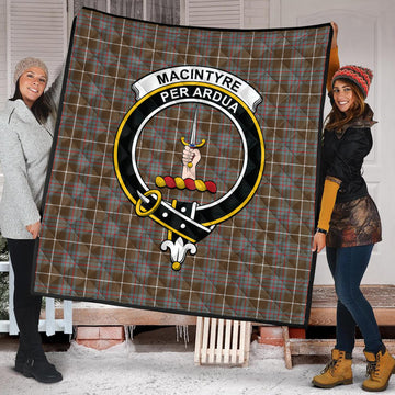 MacIntyre Hunting Weathered Tartan Quilt with Family Crest