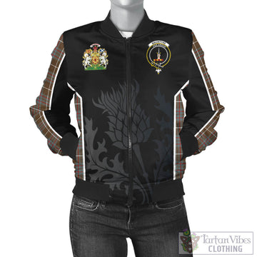 MacIntyre Hunting Weathered Tartan Bomber Jacket with Family Crest and Scottish Thistle Vibes Sport Style