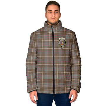 MacIntyre Hunting Weathered Tartan Padded Jacket with Family Crest