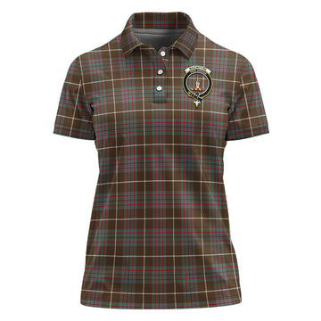 MacIntyre Hunting Weathered Tartan Polo Shirt with Family Crest For Women
