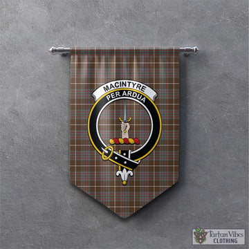 MacIntyre Hunting Weathered Tartan Gonfalon, Tartan Banner with Family Crest