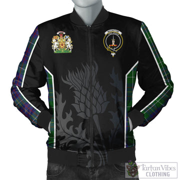 MacIntyre Inglis Tartan Bomber Jacket with Family Crest and Scottish Thistle Vibes Sport Style