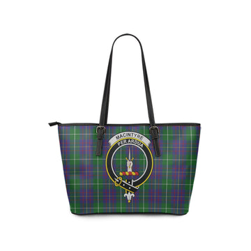 MacIntyre Inglis Tartan Leather Tote Bag with Family Crest