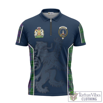 MacIntyre Inglis Tartan Zipper Polo Shirt with Family Crest and Lion Rampant Vibes Sport Style