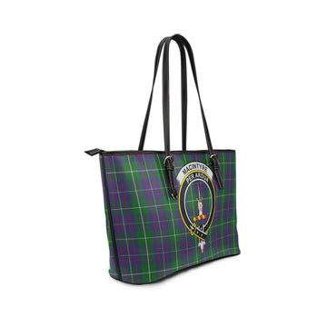 MacIntyre Inglis Tartan Leather Tote Bag with Family Crest