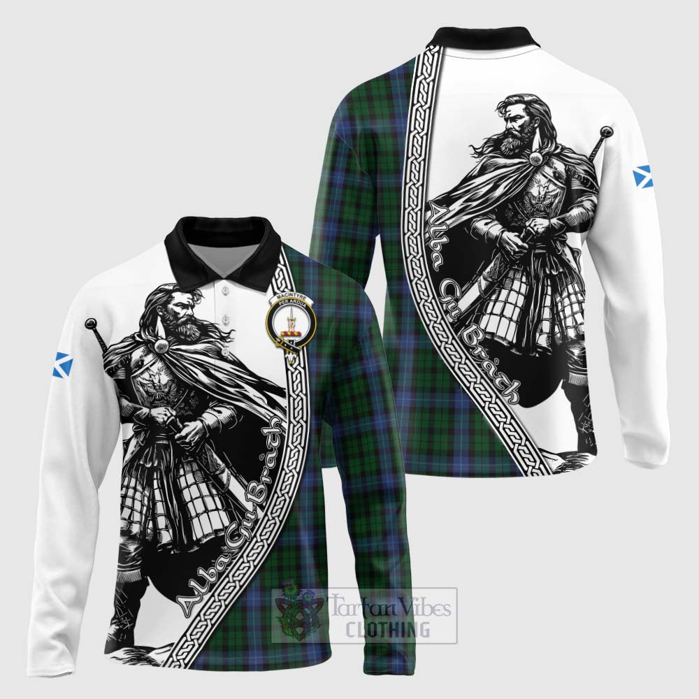 Tartan Vibes Clothing MacIntyre (McIntyre) Tartan Clan Crest Long Sleeve Polo Shirt with Highlander Warrior Celtic Style