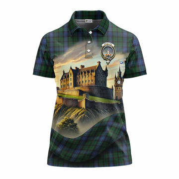 MacIntyre (McIntyre) Tartan Family Crest Women's Polo Shirt with Scottish Ancient Castle Style