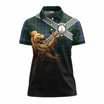 MacIntyre (McIntyre) Crest Tartan Women's Polo Shirt with Golden Lion Emblem Celtic Style