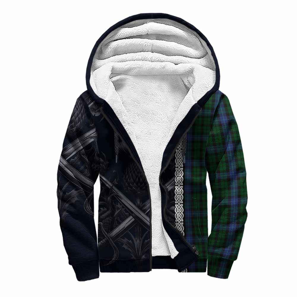 Tartan Vibes Clothing MacIntyre (McIntyre) Tartan Sherpa Hoodie with Family Crest Cross Sword Thistle Celtic Vibes