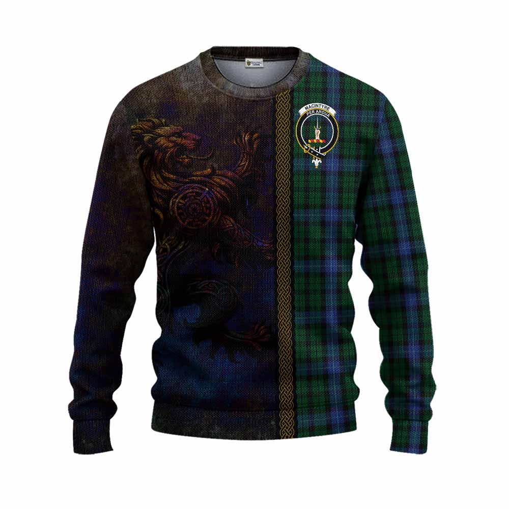 Tartan Vibes Clothing MacIntyre (McIntyre) Tartan Family Crest Knitted Sweater Alba Gu Brath Be Brave Lion Ancient Style