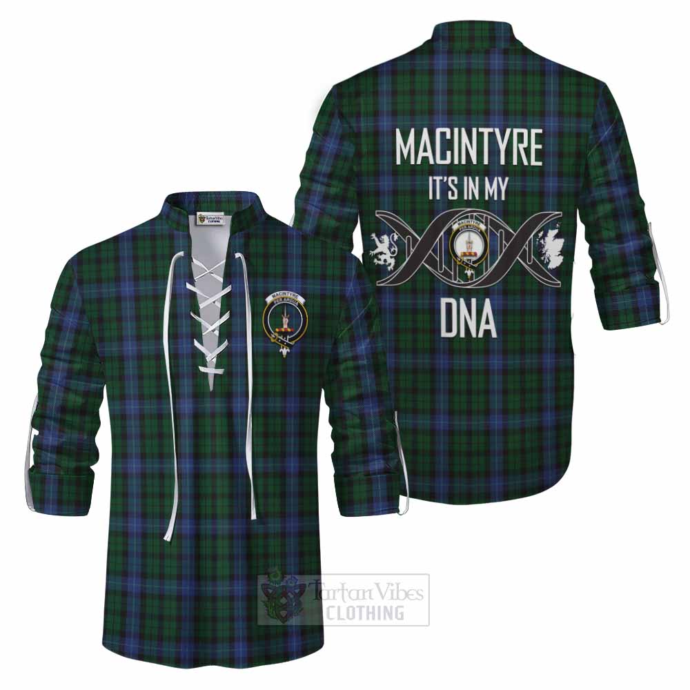 Tartan Vibes Clothing MacIntyre (McIntyre) Tartan Ghillie Kilt Shirt with Family Crest DNA In Me Style
