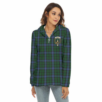 MacIntyre (McIntyre) Tartan Women's Borg Fleece Hoodie with Half Zip with Family Crest
