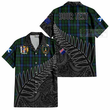 Tartan Vibes Clothing MacIntyre (McIntyre) Crest Tartan Short Sleeve Button Shirt with New Zealand Silver Fern Half Style