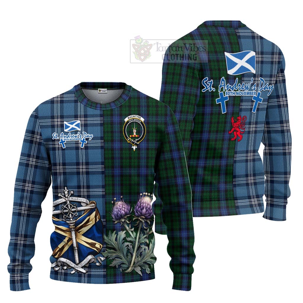 Tartan Vibes Clothing MacIntyre (McIntyre) Tartan Knitted Sweater Happy St. Andrew's Day Half Tartan Style