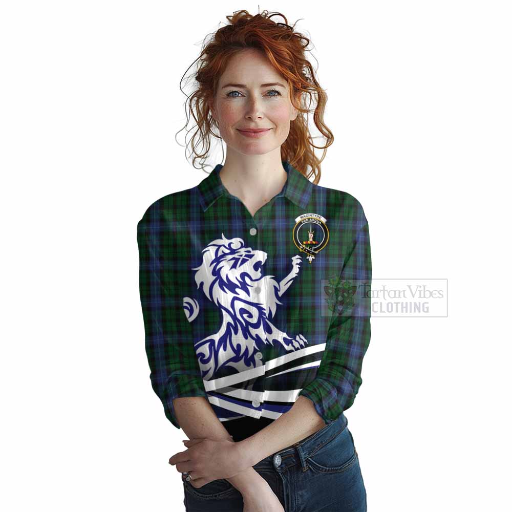 Tartan Vibes Clothing MacIntyre (McIntyre) Tartan Women's Casual Shirt with Alba Gu Brath Regal Lion Emblem