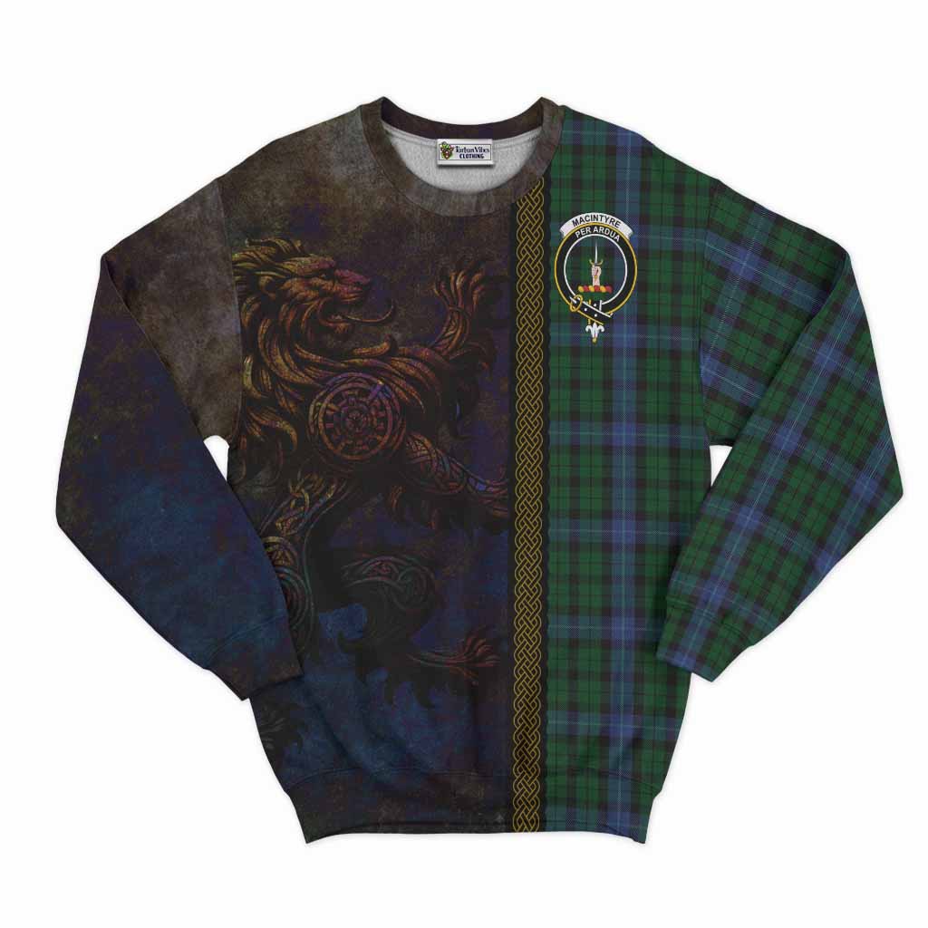 Tartan Vibes Clothing MacIntyre (McIntyre) Tartan Family Crest Sweatshirt Alba Gu Brath Be Brave Lion Ancient Style