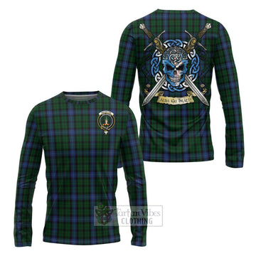 Tartan Vibes Clothing MacIntyre (McIntyre) Tartan Long Sleeve T-Shirt with Family Crest Celtic Skull Style