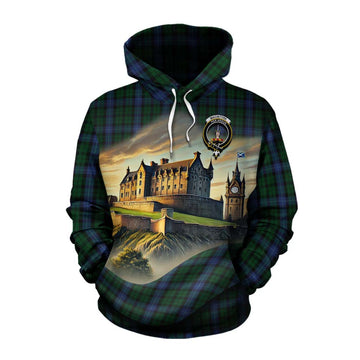 MacIntyre (McIntyre) Tartan Family Crest Cotton Hoodie with Scottish Ancient Castle Style