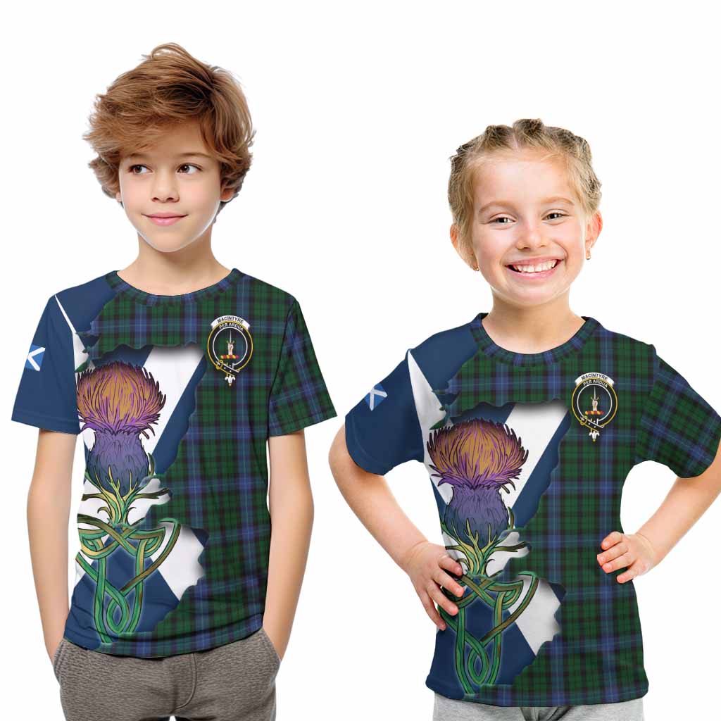 Tartan Vibes Clothing MacIntyre (McIntyre) Tartan Family Crest Kid T-Shirt Scottish Thistle Celtic Inspired