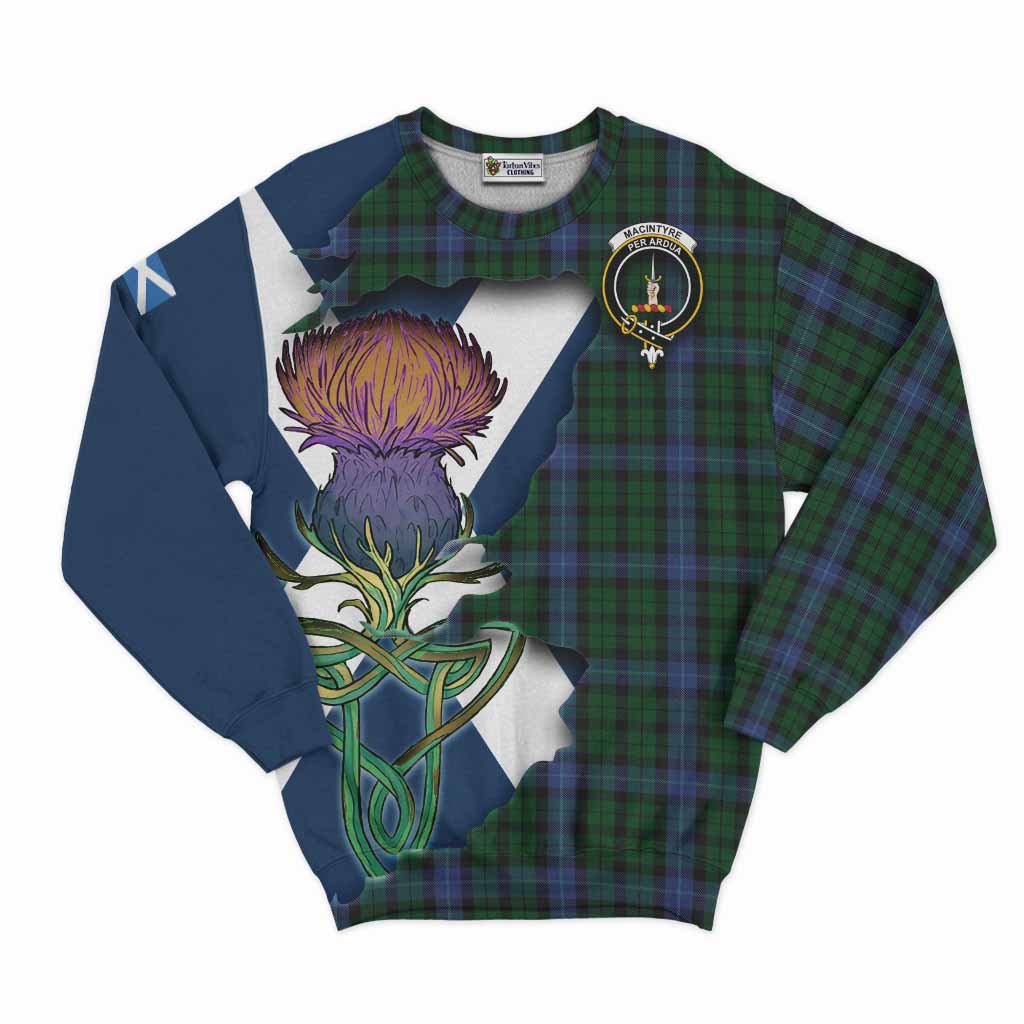 Tartan Vibes Clothing MacIntyre (McIntyre) Tartan Family Crest Sweatshirt Scottish Thistle Celtic Inspired
