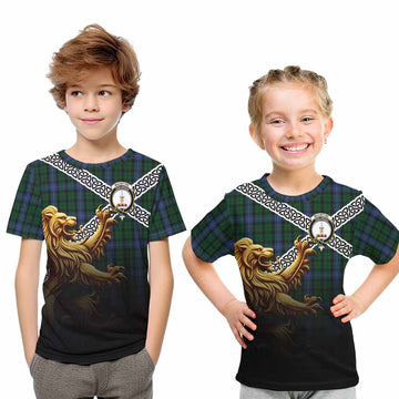 MacIntyre (McIntyre) Crest Tartan Kid T-Shirt with Golden Lion Emblem Celtic Style