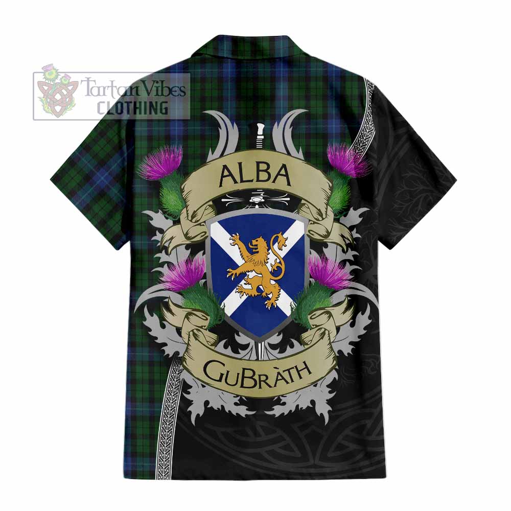 Tartan Vibes Clothing MacIntyre (McIntyre) Tartan Family Crest Short Sleeve Button Shirt Lion Rampant Royal Thistle Shield Celtic Inspired