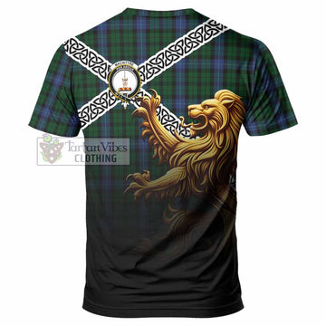 MacIntyre (McIntyre) Crest Tartan T-Shirt with Golden Lion Emblem Celtic Style