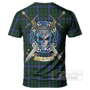 Tartan Vibes Clothing MacIntyre (McIntyre) Tartan T-Shirt with Family Crest Celtic Skull Style