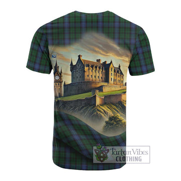 MacIntyre (McIntyre) Tartan Family Crest Cotton T-shirt with Scottish Ancient Castle Style