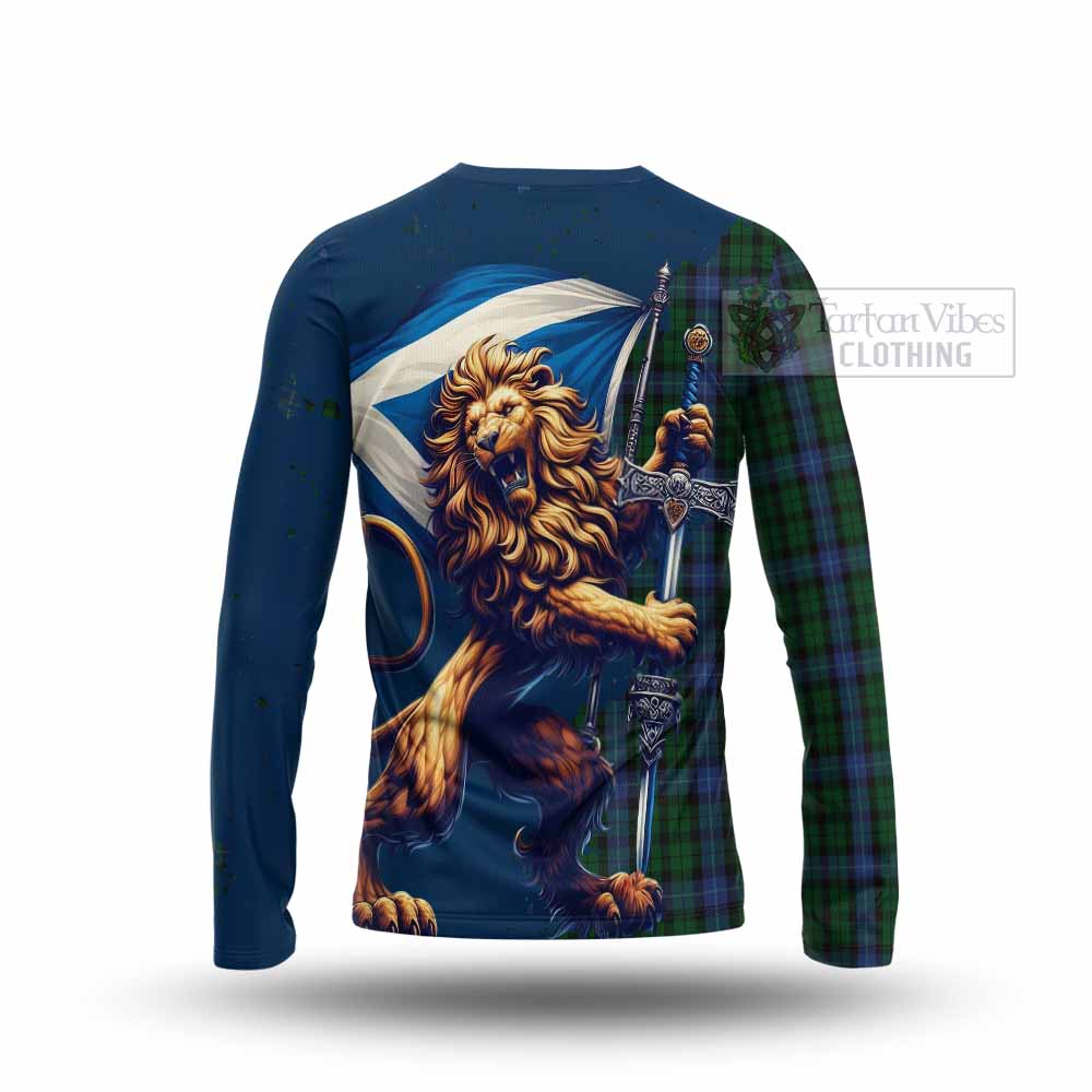 Tartan Vibes Clothing MacIntyre (McIntyre) Tartan Family Crest Long Sleeve T-Shirt with Scottish Majestic Lion