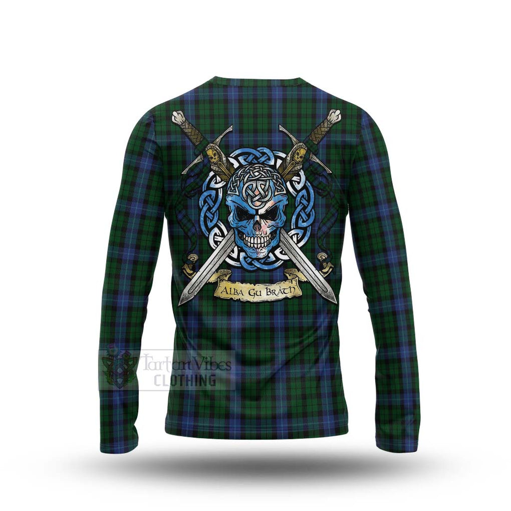 Tartan Vibes Clothing MacIntyre (McIntyre) Tartan Long Sleeve T-Shirt with Family Crest Celtic Skull Style