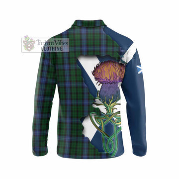 Tartan Vibes Clothing MacIntyre (McIntyre) Tartan Family Crest Long Sleeve Polo Shirt Scottish Thistle Celtic Inspired