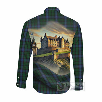MacIntyre (McIntyre) Tartan Family Crest Long Sleeve Button Shirt with Scottish Ancient Castle Style