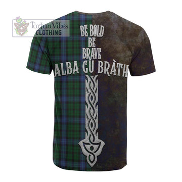 MacIntyre (McIntyre) Tartan Family Crest Cotton T-shirt Alba Gu Brath Be Brave Lion Ancient Style
