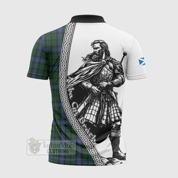 Tartan Vibes Clothing MacIntyre (McIntyre) Tartan Clan Crest Zipper Polo Shirt with Highlander Warrior Celtic Style