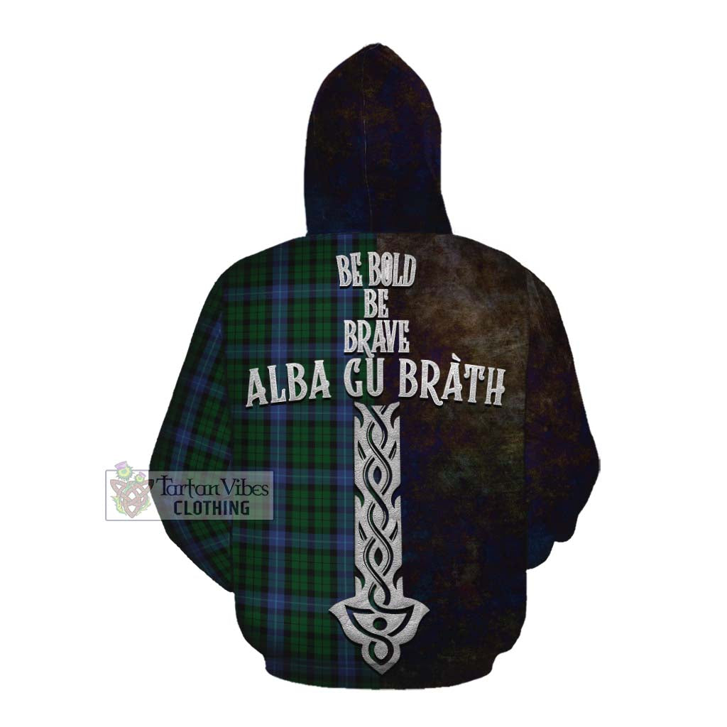 Tartan Vibes Clothing MacIntyre (McIntyre) Tartan Family Crest Cotton Hoodie Alba Gu Brath Be Brave Lion Ancient Style