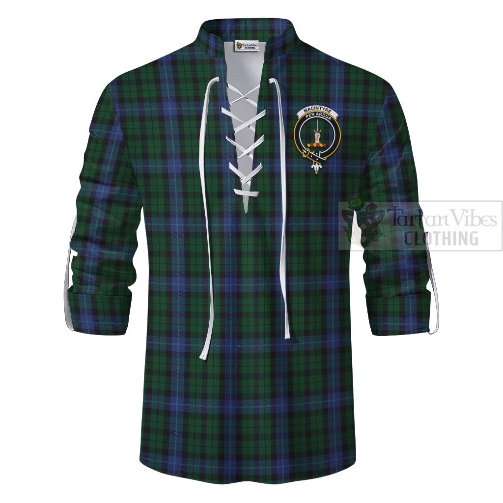 Tartan Vibes Clothing MacIntyre (McIntyre) Tartan Ghillie Kilt Shirt with Family Crest Celtic Skull Style
