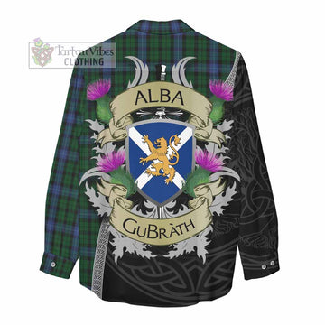 Tartan Vibes Clothing MacIntyre (McIntyre) Tartan Family Crest Women's Casual Shirt Lion Rampant Royal Thistle Shield Celtic Inspired
