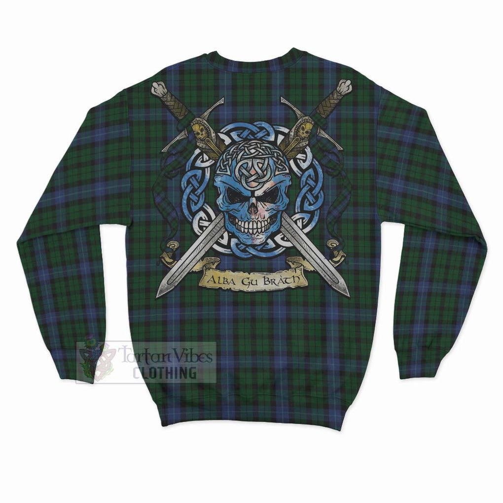Tartan Vibes Clothing MacIntyre (McIntyre) Tartan Sweatshirt with Family Crest Celtic Skull Style