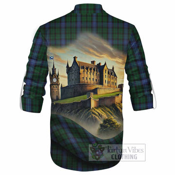 Tartan Vibes Clothing MacIntyre (McIntyre) Tartan Family Crest Ghillie Kilt Shirt with Scottish Ancient Castle Style
