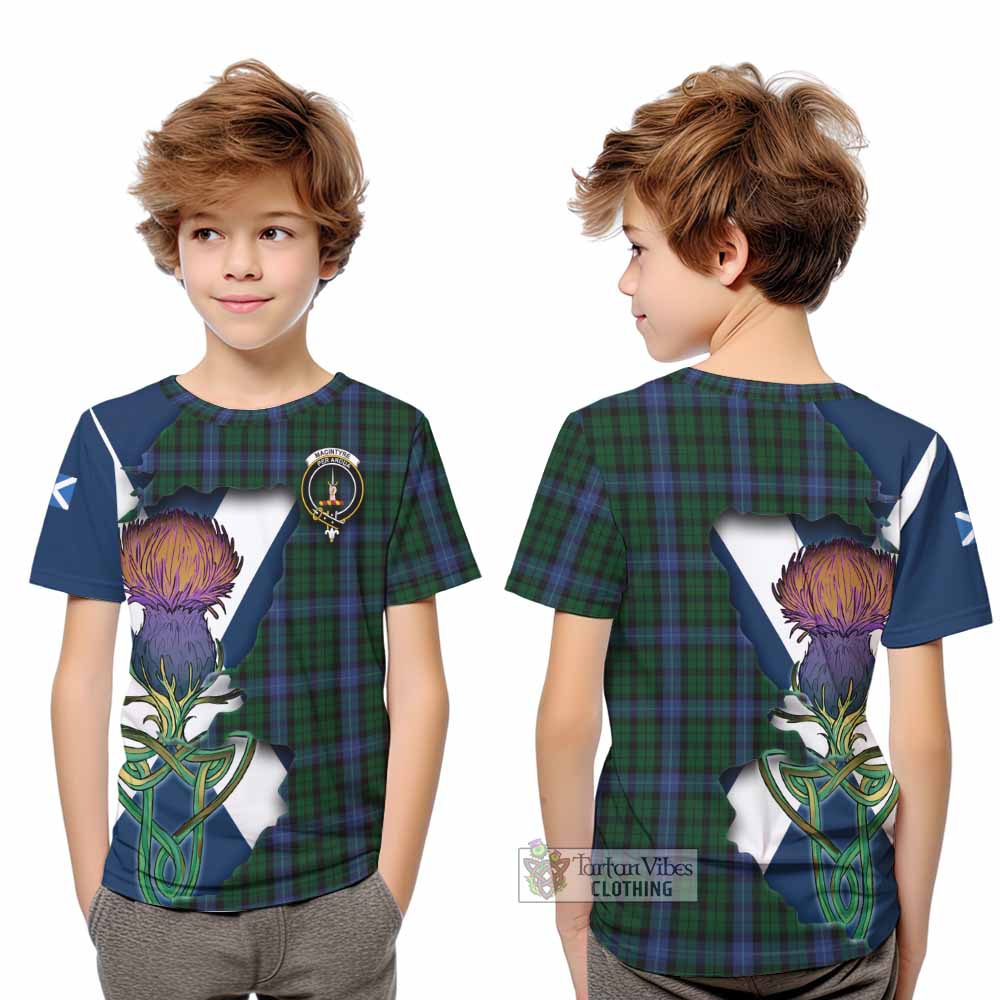 Tartan Vibes Clothing MacIntyre (McIntyre) Tartan Family Crest Kid T-Shirt Scottish Thistle Celtic Inspired