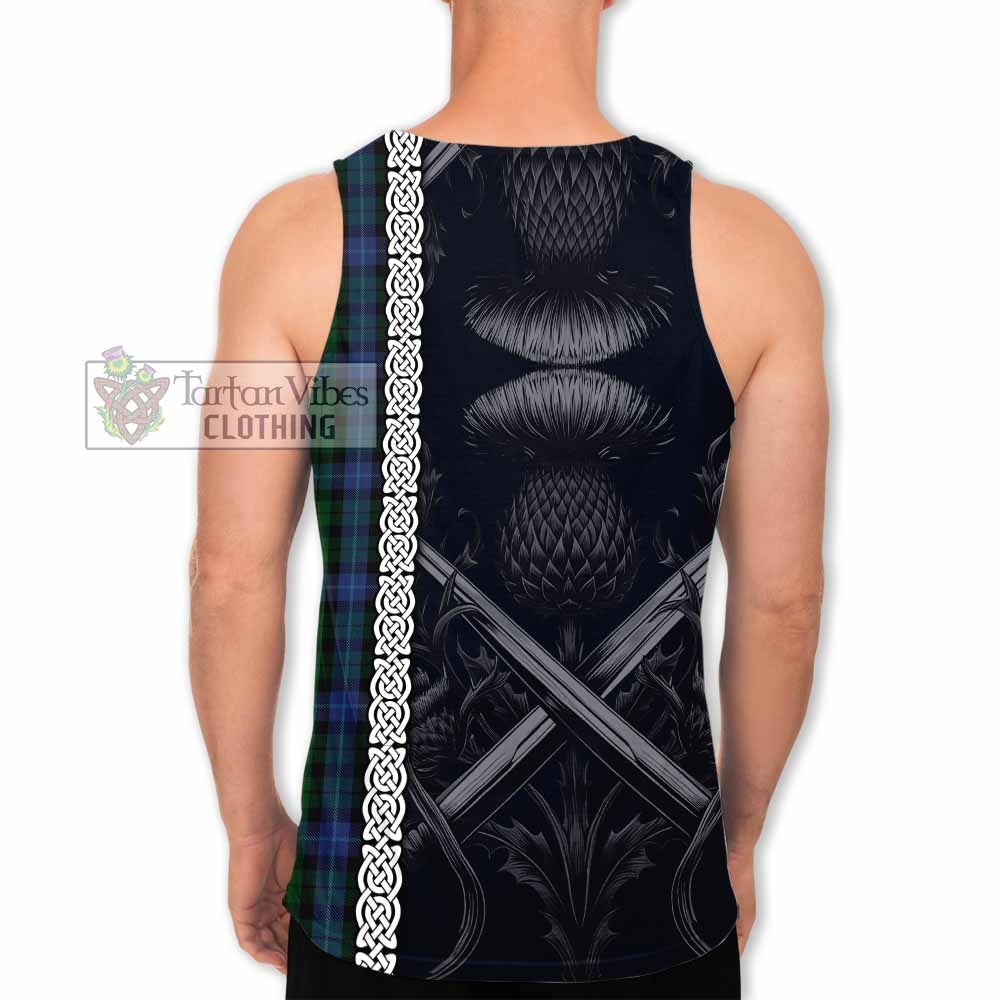 Tartan Vibes Clothing MacIntyre (McIntyre) Tartan Men's Tank Top with Family Crest Cross Sword Thistle Celtic Vibes