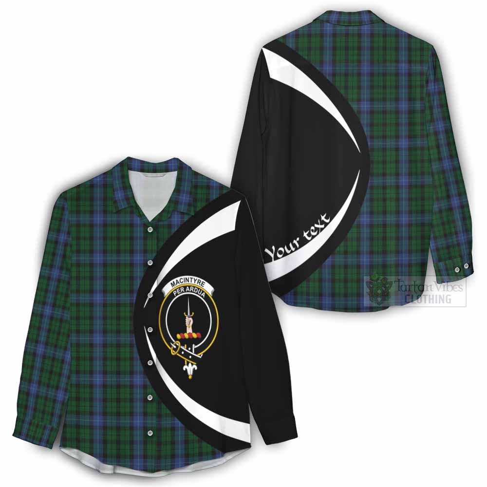 Tartan Vibes Clothing MacIntyre (McIntyre) Tartan Women's Casual Shirt with Family Crest Circle Style