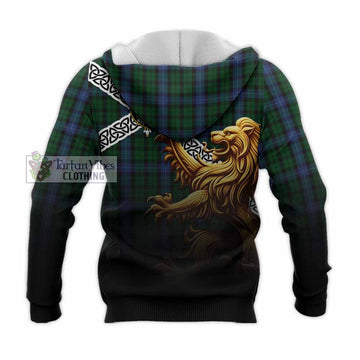 MacIntyre (McIntyre) Crest Tartan Knitted Hoodie with Golden Lion Emblem Celtic Style