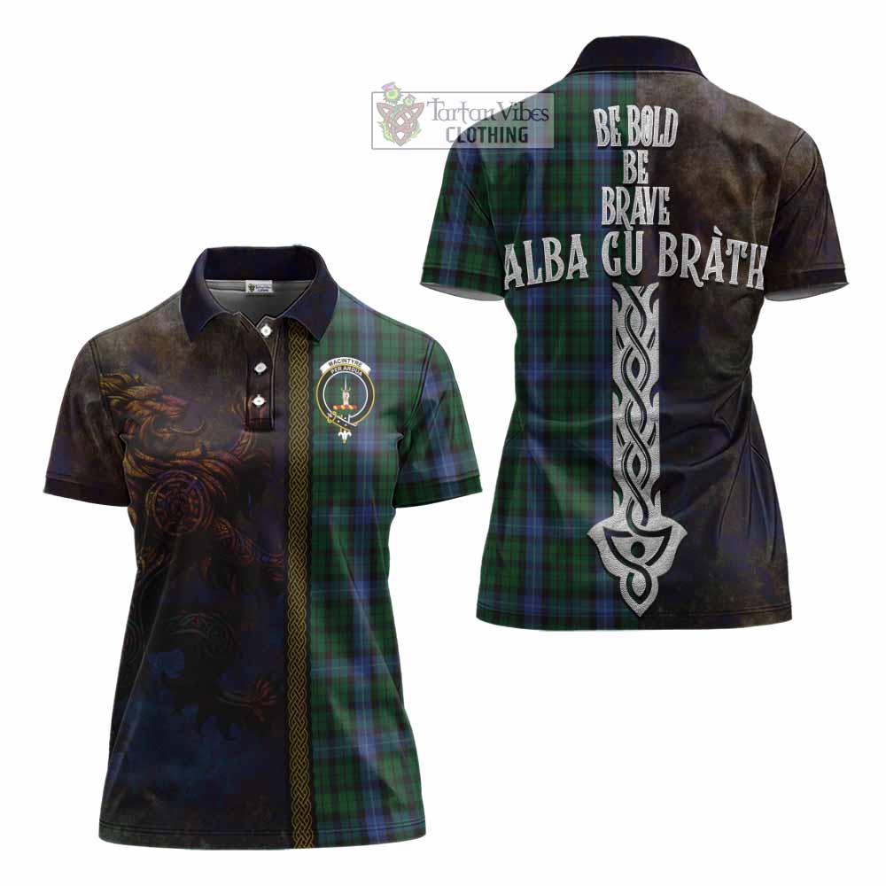 Tartan Vibes Clothing MacIntyre (McIntyre) Tartan Family Crest Women's Polo Shirt Alba Gu Brath Be Brave Lion Ancient Style