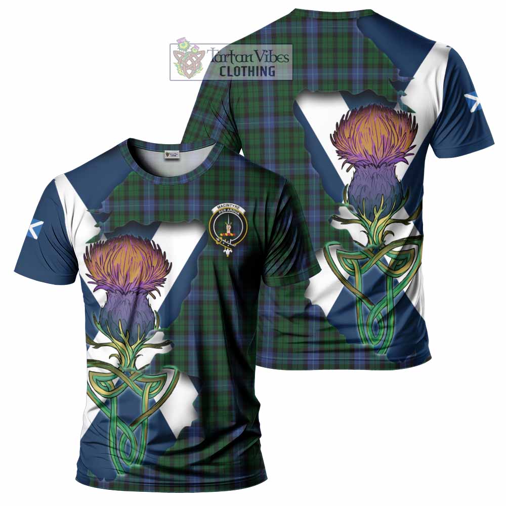 Tartan Vibes Clothing MacIntyre (McIntyre) Tartan Family Crest T-Shirt Scottish Thistle Celtic Inspired