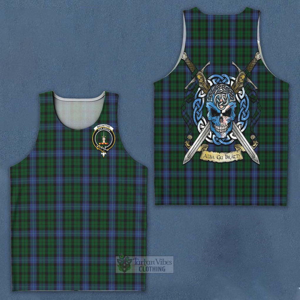Tartan Vibes Clothing MacIntyre (McIntyre) Tartan Men's Tank Top with Family Crest Celtic Skull Style